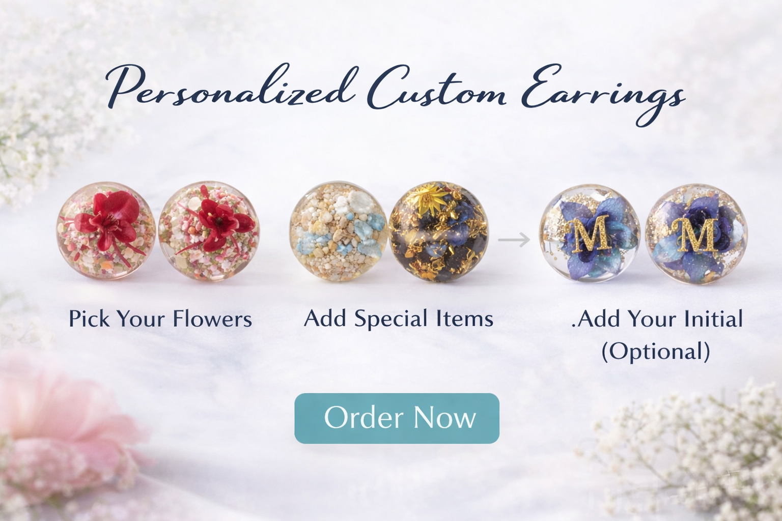 Personalized resin jewelry options