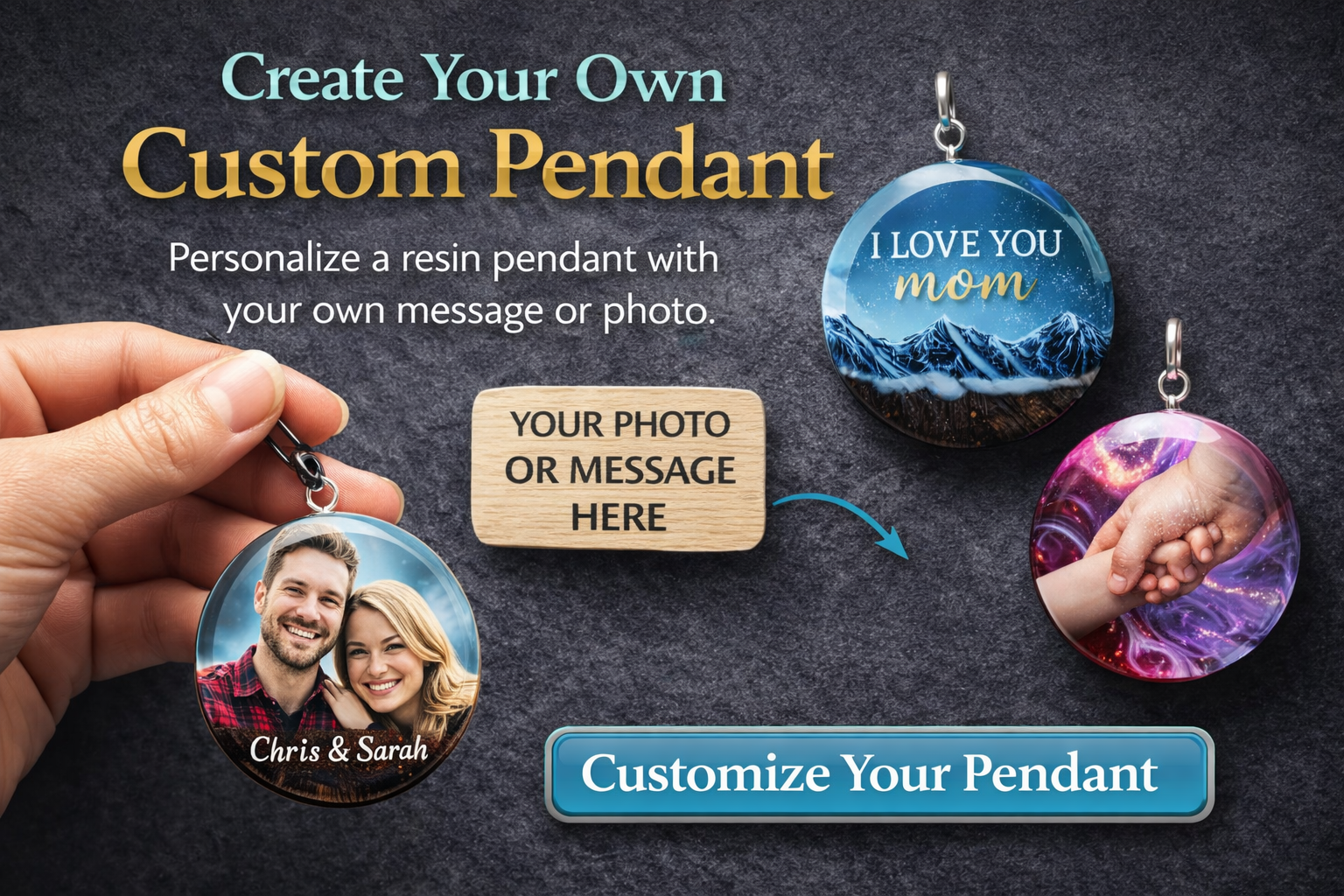 Personalized resin jewelry options